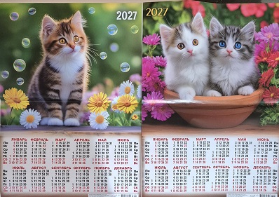 2027 г.Календарь-плакат А2 "Кошки" ассорти 2в  ПО-27-101,104  1/100