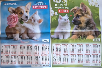 2027 г.Календарь-плакат А2 "Кот и пес" ассорти 2в  ПО-27-110,109  1/100