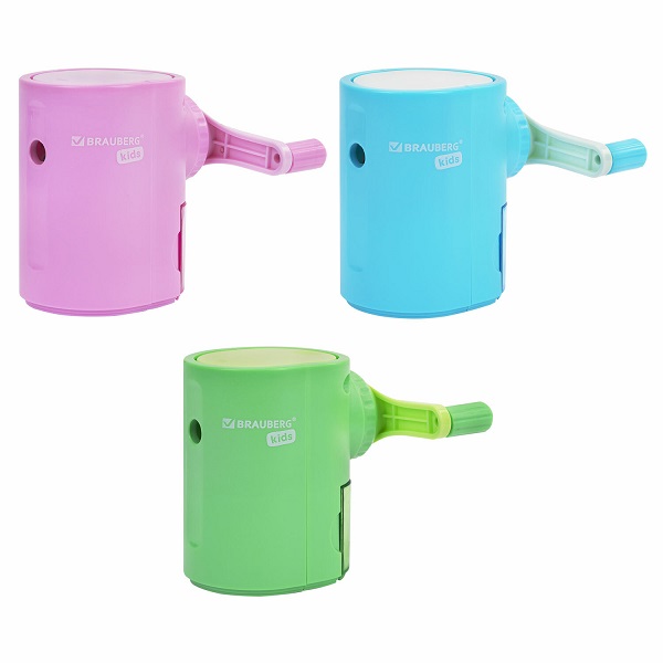 Точилка механическая  BRAUBERG KIDS, для простых и цветных карандашей, цвет корпуса ассорти, 272006